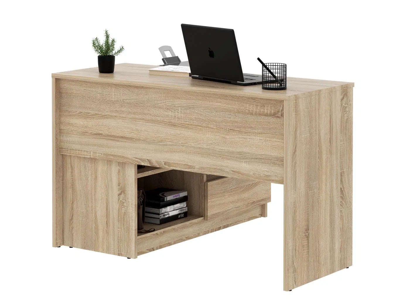 Birou colt Delta 120x50x75 cm cu comoda 100x42x72 cm, 2 sertare, montaj stanga/dreapta, sonoma - 4