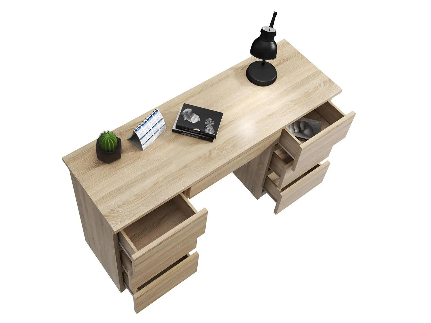Birou cu 7 sertare Beta 4 120x43x75 cm, design minimalist, sonoma - 3