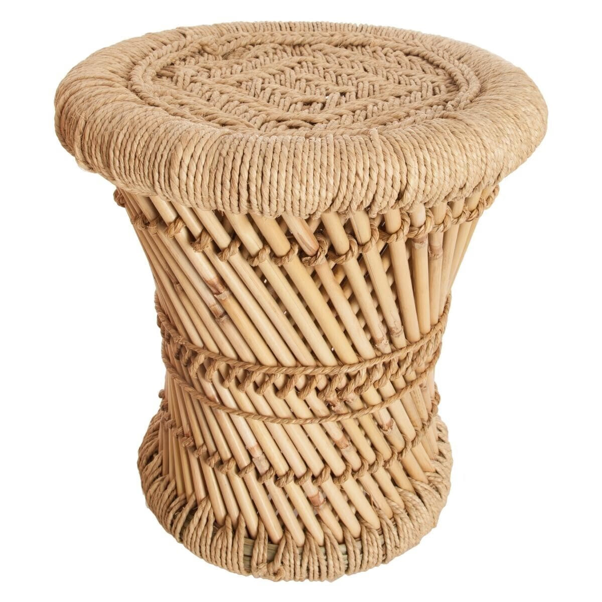Set 2 masute cafea Atmosphera Corde din bambus, 30 cm si 37cm, bej