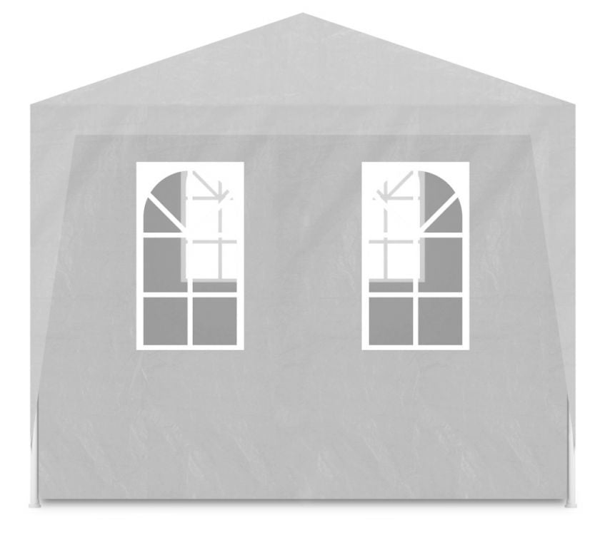 Pavilion de gradina 300x900 cm, 8 pereti detasabili cu ferestre si usa, structura metalica, PE impermeabil, alb