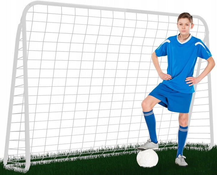Poarta de fotbal pentru copii, 213x152x75 cm, alb – otel durabil, usor de asamblat, ideala pentru joaca in aer liber