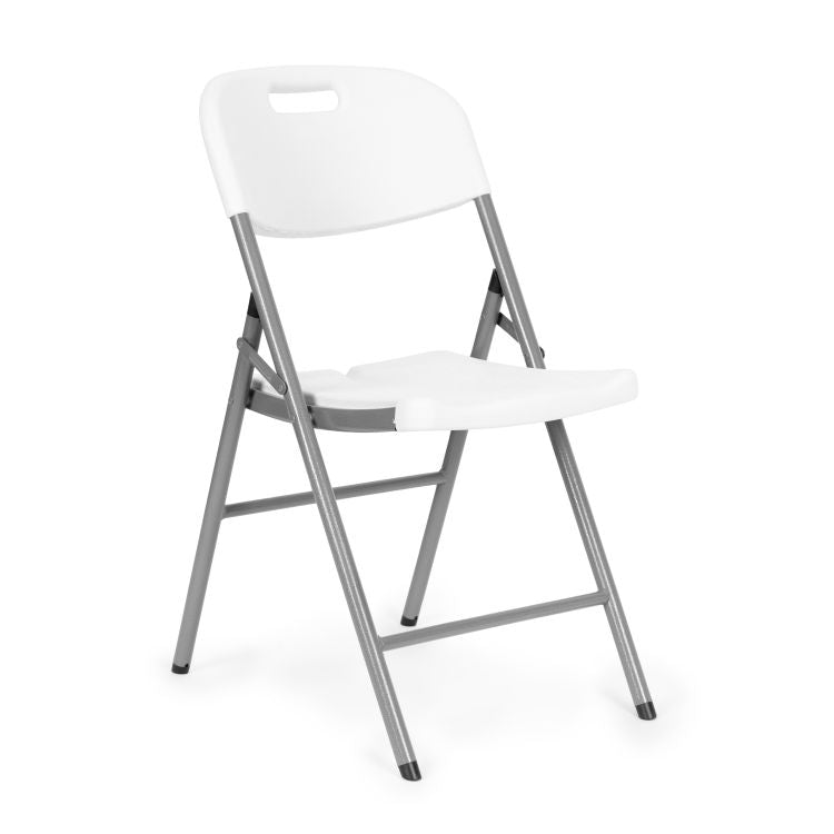 Set 2 scaune pliante 44x58x83 cm, structura metal si sezut HDPE, pliabile si usoare, alb