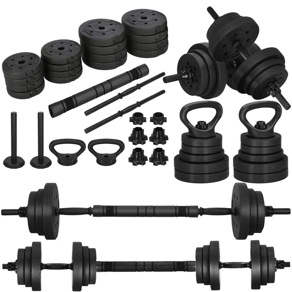 Set de greutati multifunctionale transformabil in gantere, kettlebell, haltera, total 19 kg