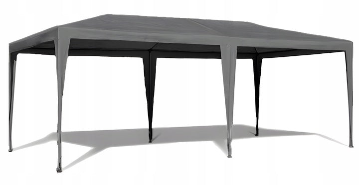 Cort de gradina 300x600 cm, 6 pereti detasabili cu ferestre si usa, structura metalica, PE impermeabil, gri