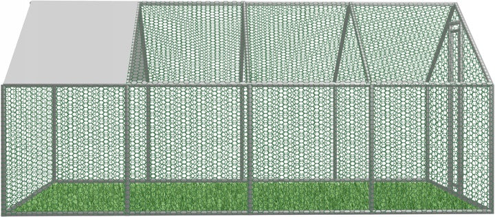 Cotet tarc pentru pasari, din otel galvanizat, cu plasa, 600x300x195cm