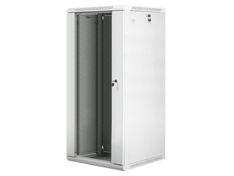 Dulap rack 19" perete 27U / 600x600 (flat pack) cu ușă din sticlă, gri  V2