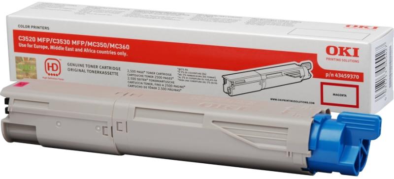Toner Original OKI Magenta, 43459370, pentru MC350|MC360|C3520MFP|C3530MFP, 2.5K,