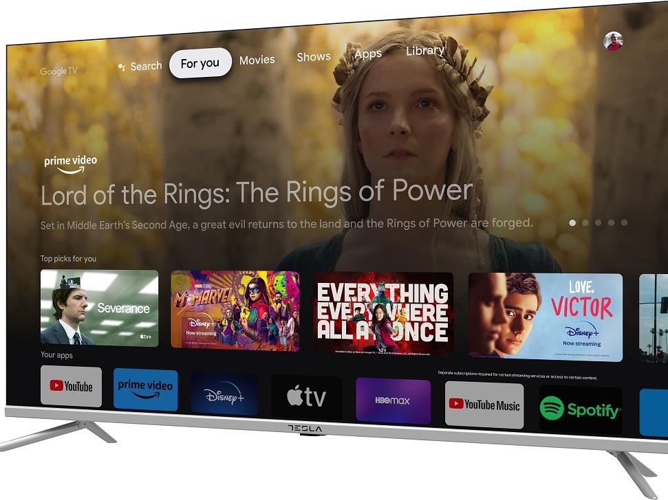 Tesla Google TV DLED 43S635SFS, 109 cm, FHD, slvr.DVB-T2/C/S2, 300 cd/m, CI+, VESA 200x200mm 