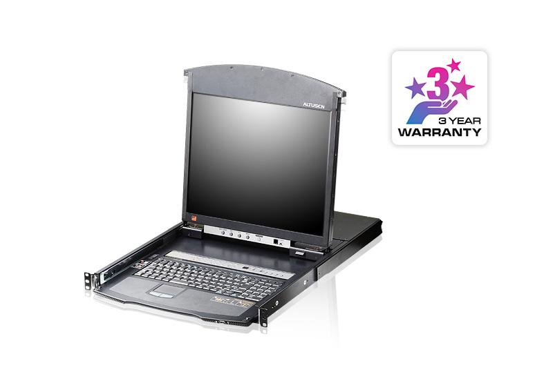 ATEN 19" 8P C5 D.Rail LCD KVM IP SW. W/US KB