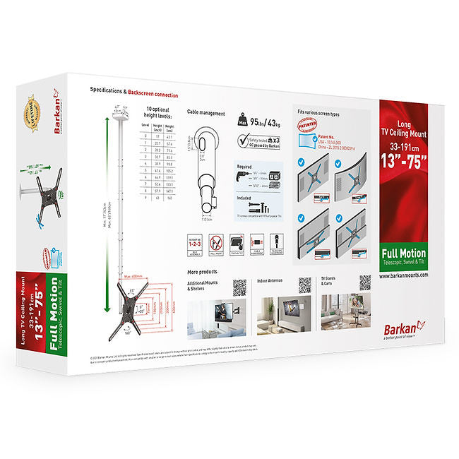 Suport TV tavan Barkan 13-86" 56kg ng "4500L"