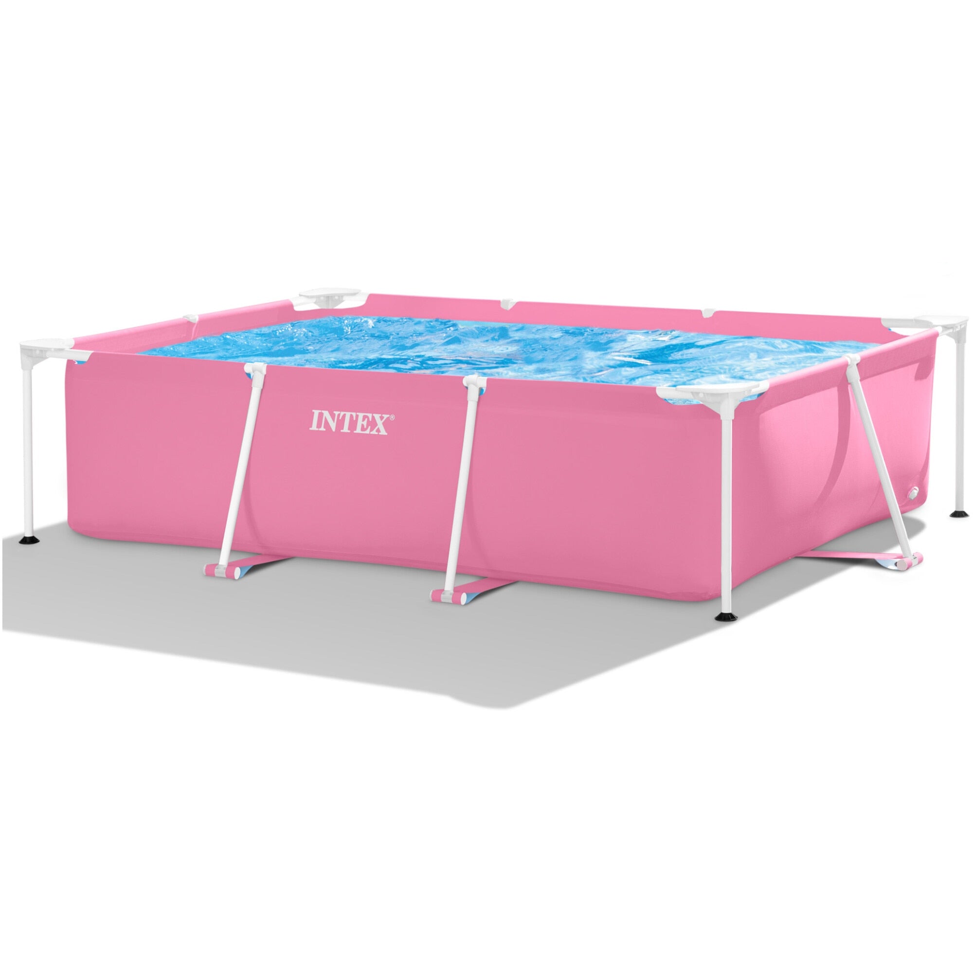 Piscina rectangulara cu cadru metalic Pink Metal Frame Intex 28266NP, 220x150x60 cm