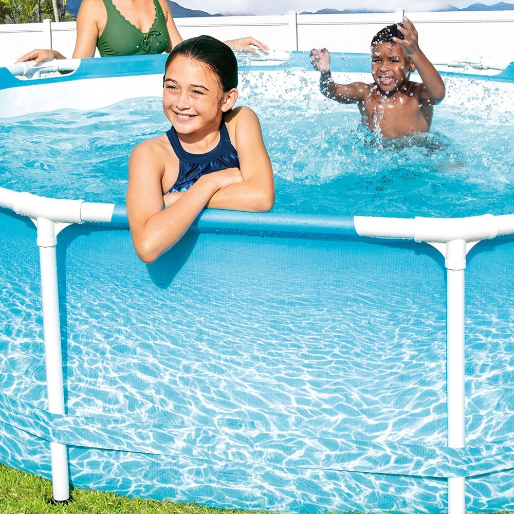 Piscina rotunda cu cadru metalic Beachside Metal Frame Intex 28208NP, 305x76 cm, cu pompa filtrare