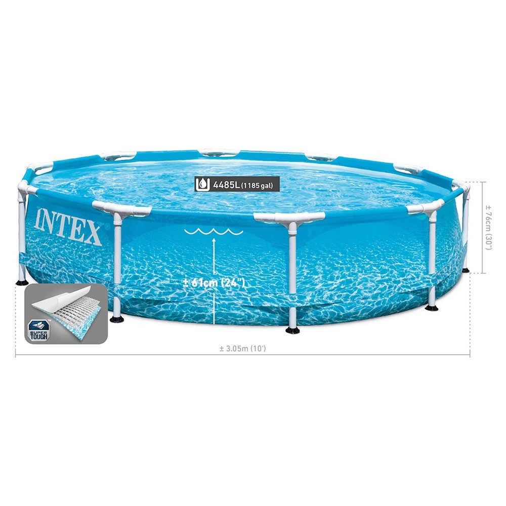 Piscina rotunda cu cadru metalic Beachside Metal Frame Intex 28208NP, 305x76 cm, cu pompa filtrare