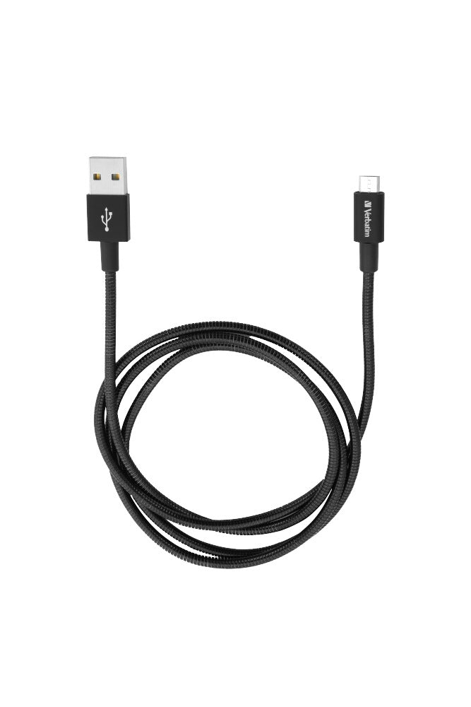 CABLU alimentare si date VERBATIM, pt. smartphone, USB 2.0 (T) la Micro-USB 2.0 (T), 1m, premium, cablu metalic, negru, "48863"