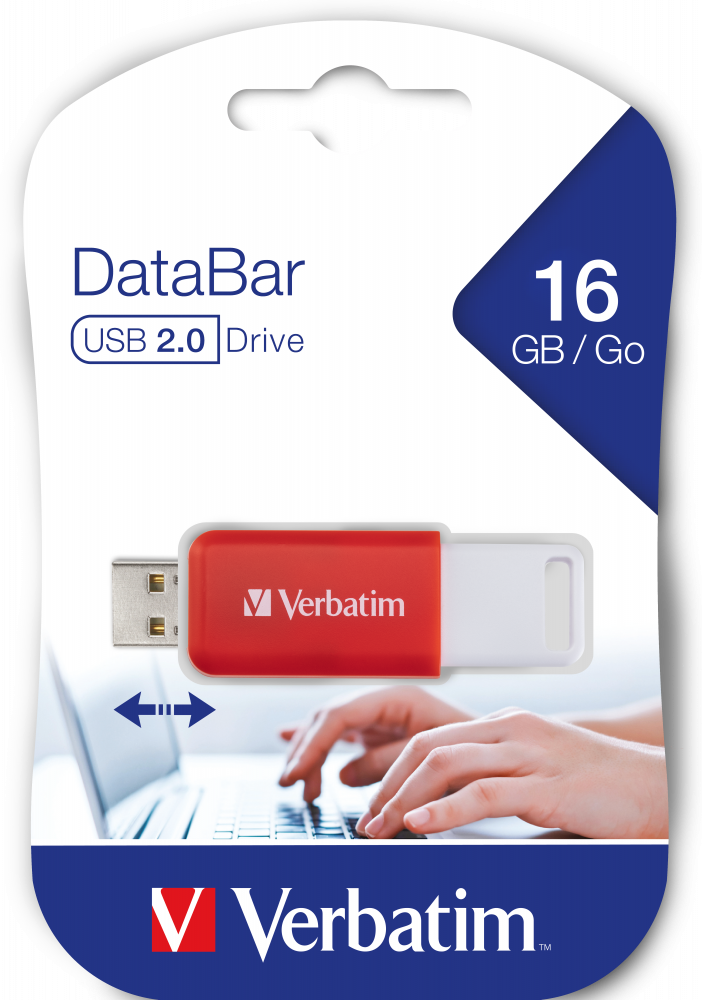 MEMORIE USB VERBATIM DATABAR 16GB USB 2.0 ROSU "49453"