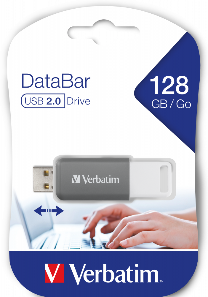 MEMORIE USB VERBATIM DATABAR 128GB USB 2.0, GRI "49456"