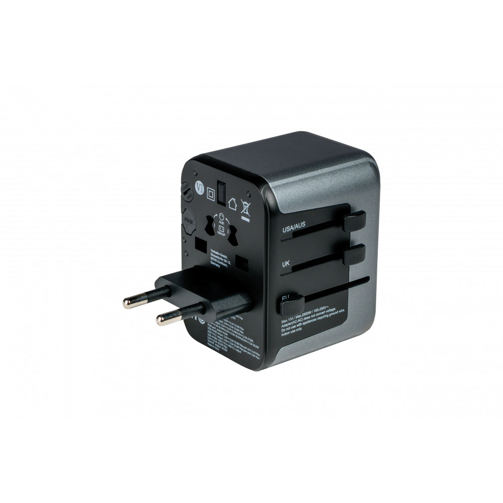 Adaptor universal Verbatim UTA-03, 6-in-1Priza cu USB-C PD si QC, 2 x USB-C, 2 x USB-A "49545"