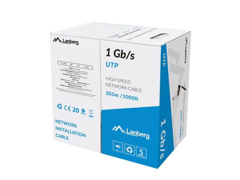 Lanberg Cablu LAN 1 Gb/s 305 m solid CCA negru