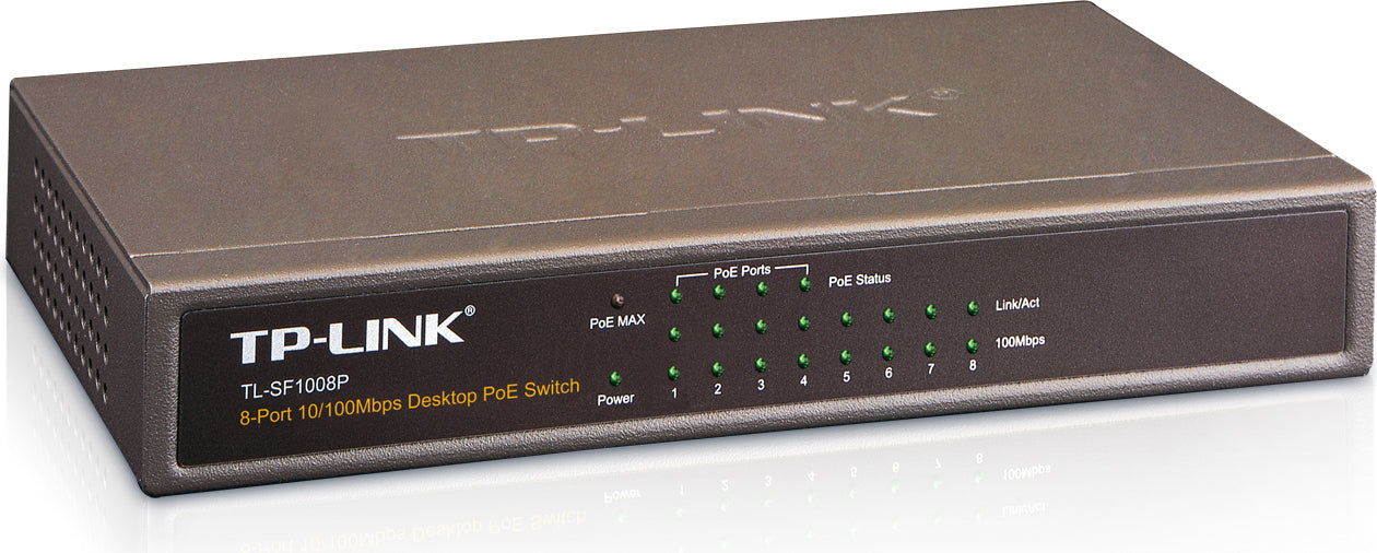 SWITCH PoE TP-LINK 8 porturi 10/100Mbps (4 PoE), IEEE 802.3af, carcasa metalica "TL-SF1008P"