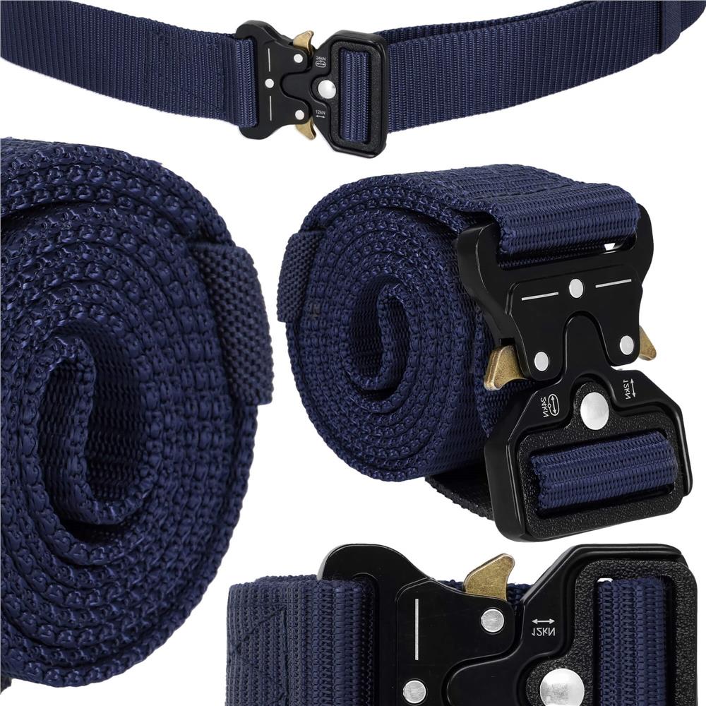 Curea centura Tactical Combat pentru barbati 3.5 x 125 cm, rezistent, albastru inchis