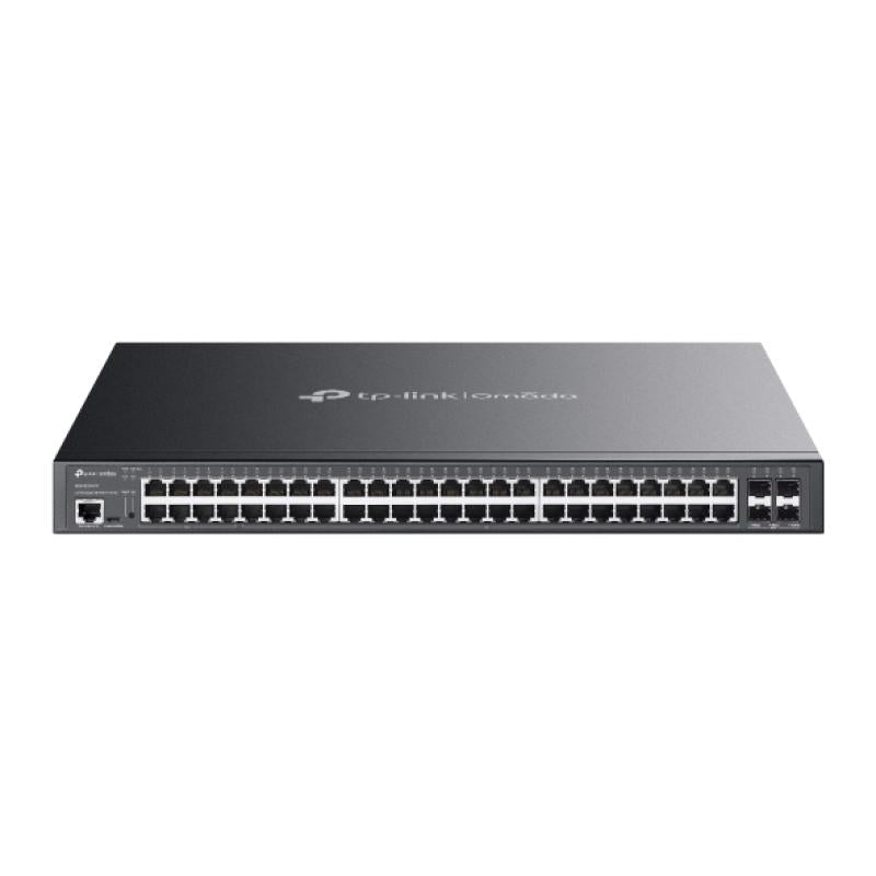 Omada 48-Port Gigabit and 4-Port 10GE SFP+ L2+ Managed Switch with 40- Port PoE+ & 8-Port PoE++ PORT: 40× Gigabit PoE+ Ports, 8×Gigabit PoE++ Ports (max 90W/port), 4× 10G SFP+ Slots, RJ45/Micro-USB Console Port SPEC: 802.3bt/at/af, 750 W PoE Power, 1U 19-
