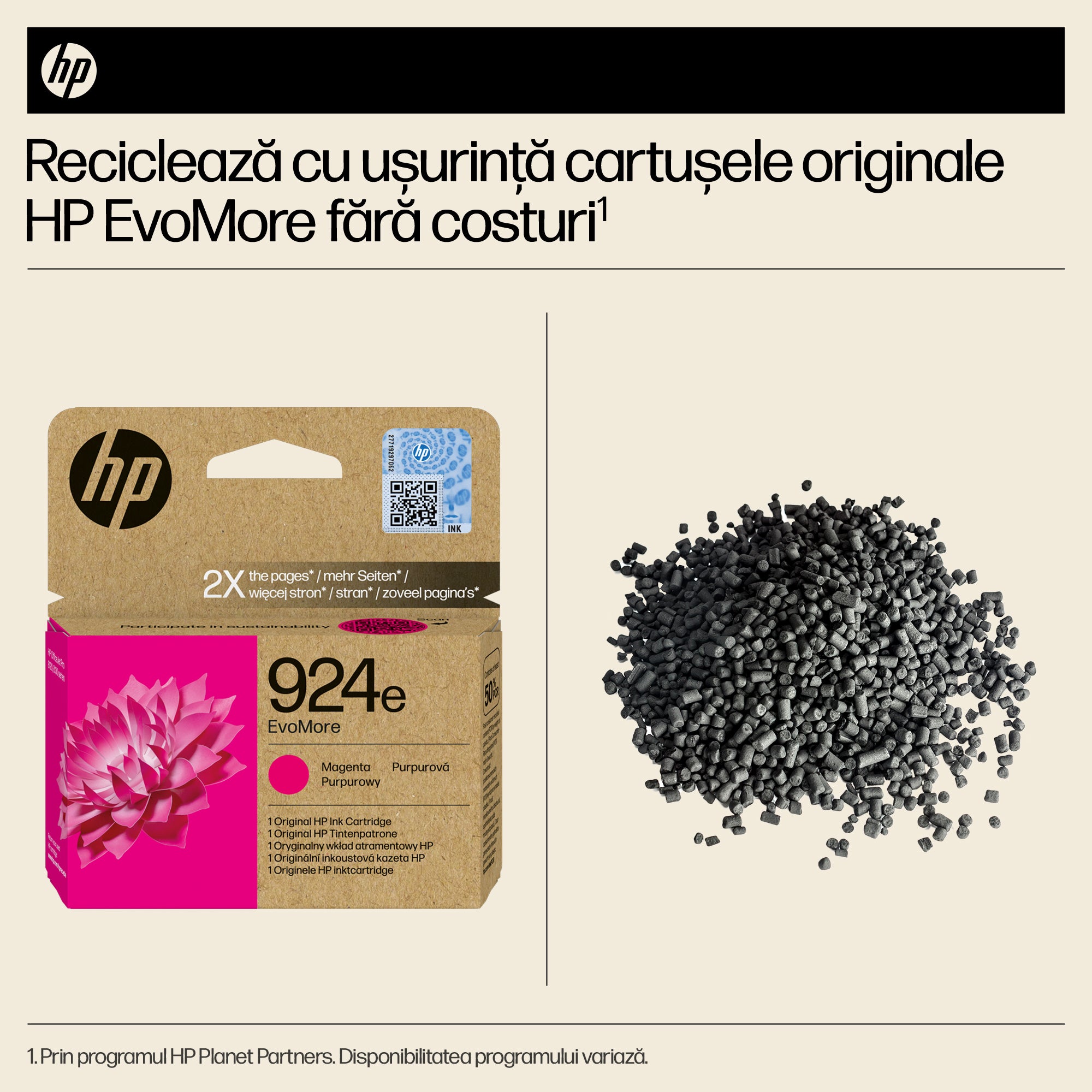 Cartus Cerneala Original HP Magenta, nr.924E, pentru OJ Pro 8122e|8132e, 0.8K, incl.TV 1.2 RON, "4K0U8NE"
