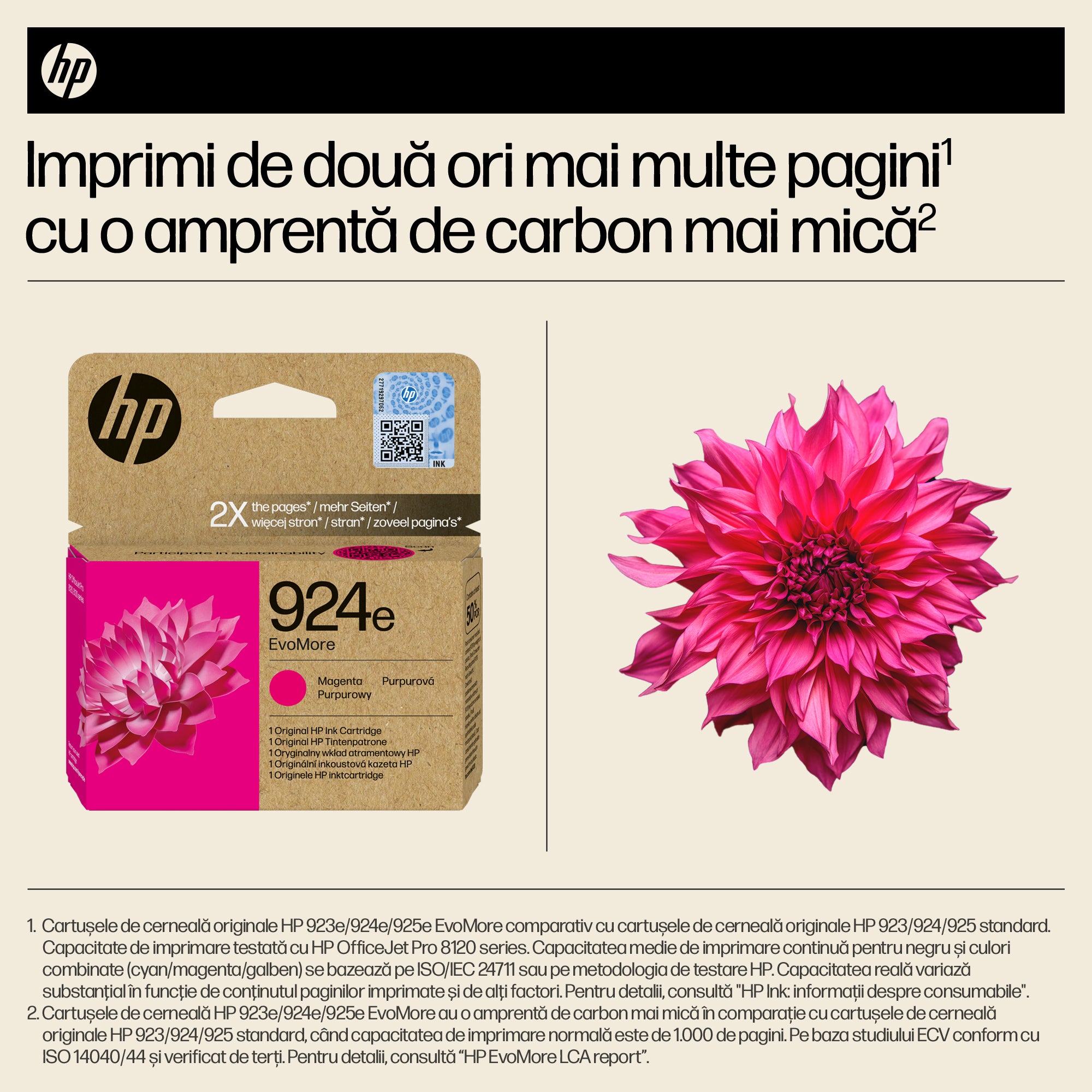 Cartus Cerneala Original HP Magenta, nr.924E, pentru OJ Pro 8122e|8132e, 0.8K, incl.TV 1.2 RON, "4K0U8NE"