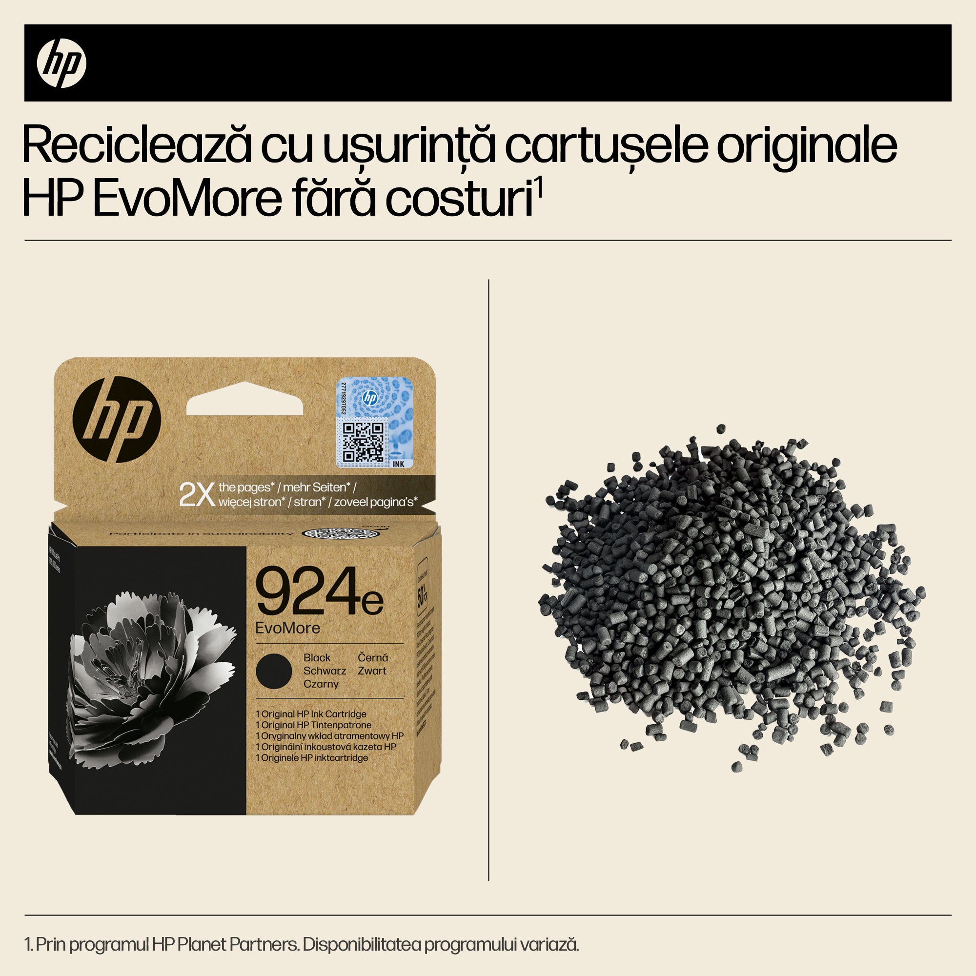 Cartus Cerneala Original HP Black, nr.924E, pentru 8120e|8130e, 500, incl.TV 1.2 RON, "4K0V0NE"