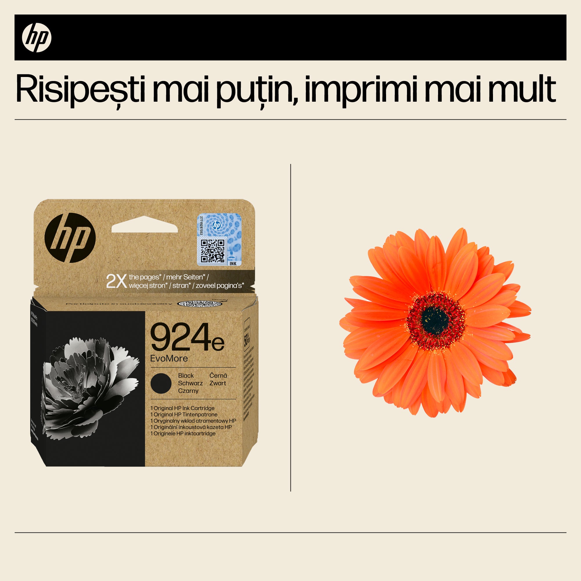 Cartus Cerneala Original HP Black, nr.924E, pentru 8120e|8130e, 500, incl.TV 1.2 RON, "4K0V0NE"