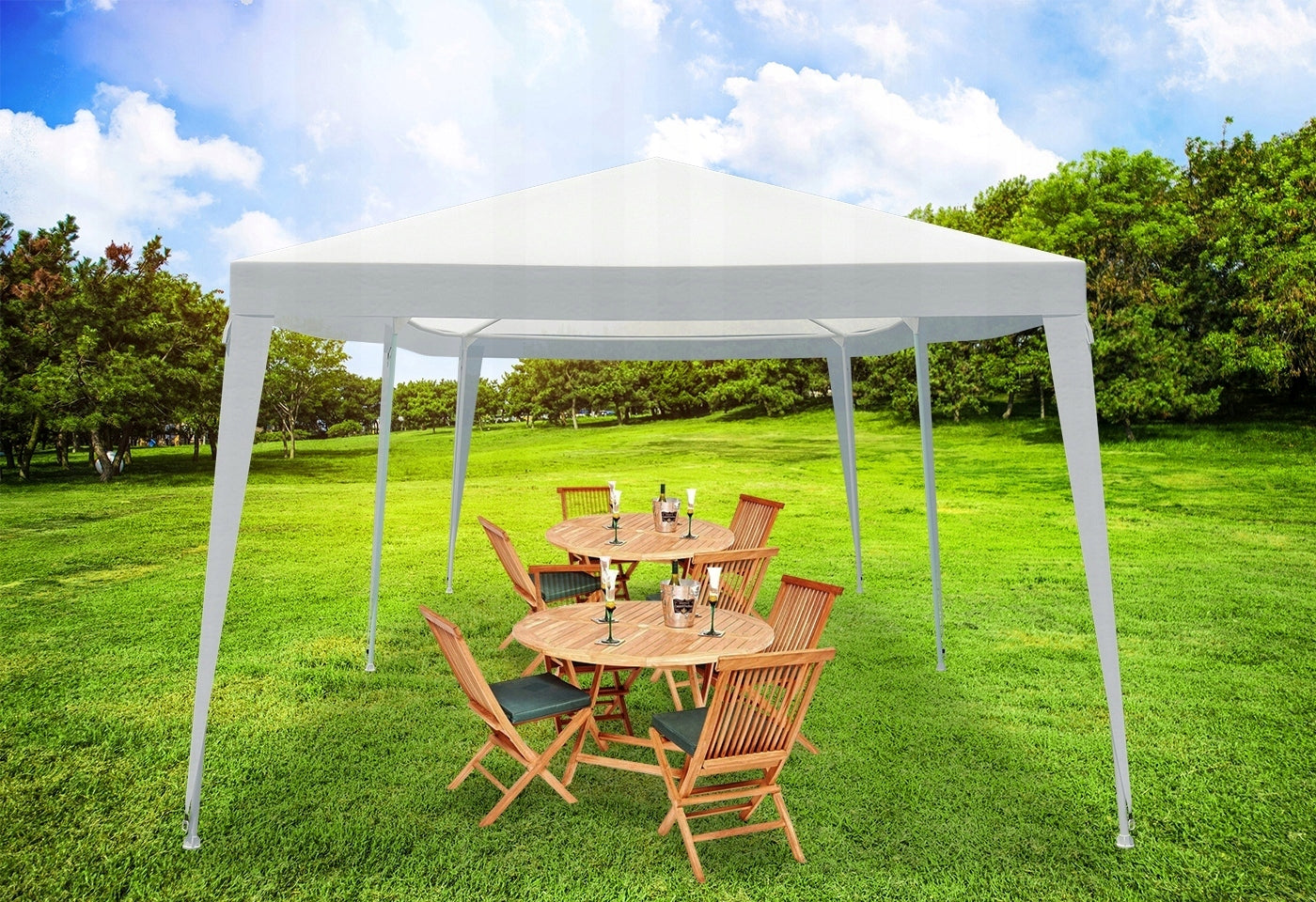 Cort pavilion de gradina, 600x300 cm, impermeabil cu rezistenta UV, alb