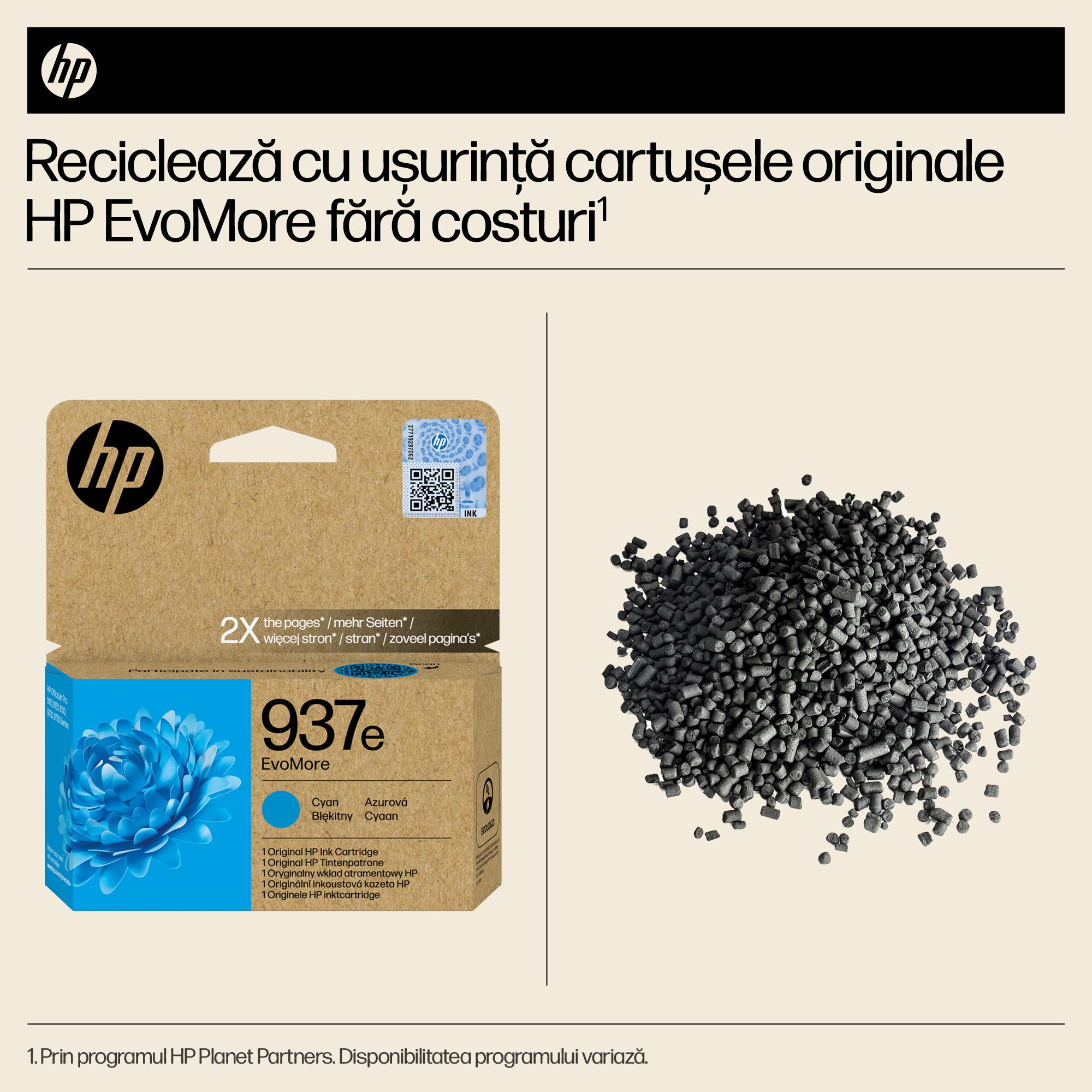 Cartus Cerneala Original HP Cyan, nr.937e, pentru OJ PRO 9110|9120|9130|9720|9730, 1.65K, incl.TV 0.8 lei)"4S6W6NE"