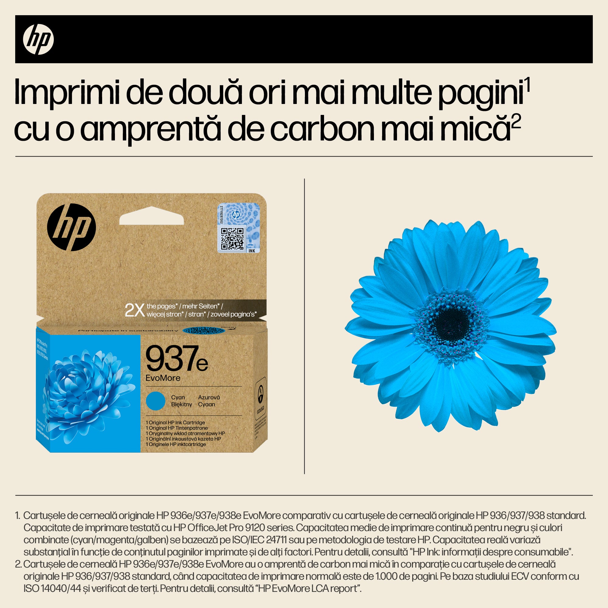 Cartus Cerneala Original HP Cyan, nr.937e, pentru OJ PRO 9110|9120|9130|9720|9730, 1.65K, incl.TV 0.8 lei)"4S6W6NE"