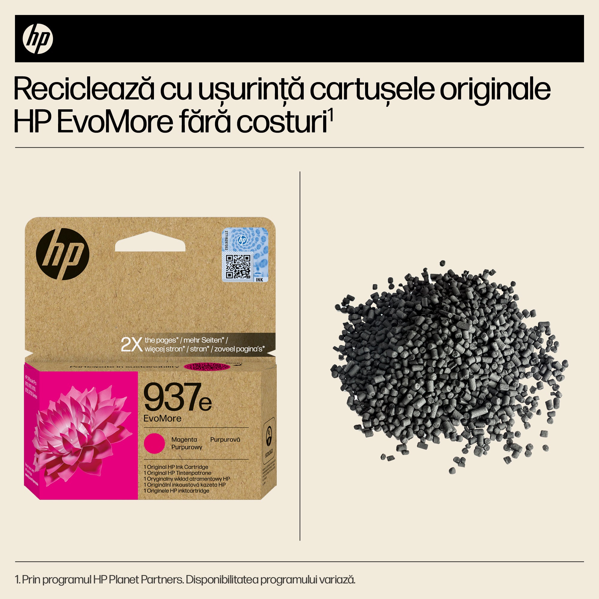 Cartus Cerneala Original HP Magenta, nr.937e, pentru OJ PRO 9110|9120|9130|9720|9730, 1.65K, incl.TV 0.8 lei)"4S6W7NE"