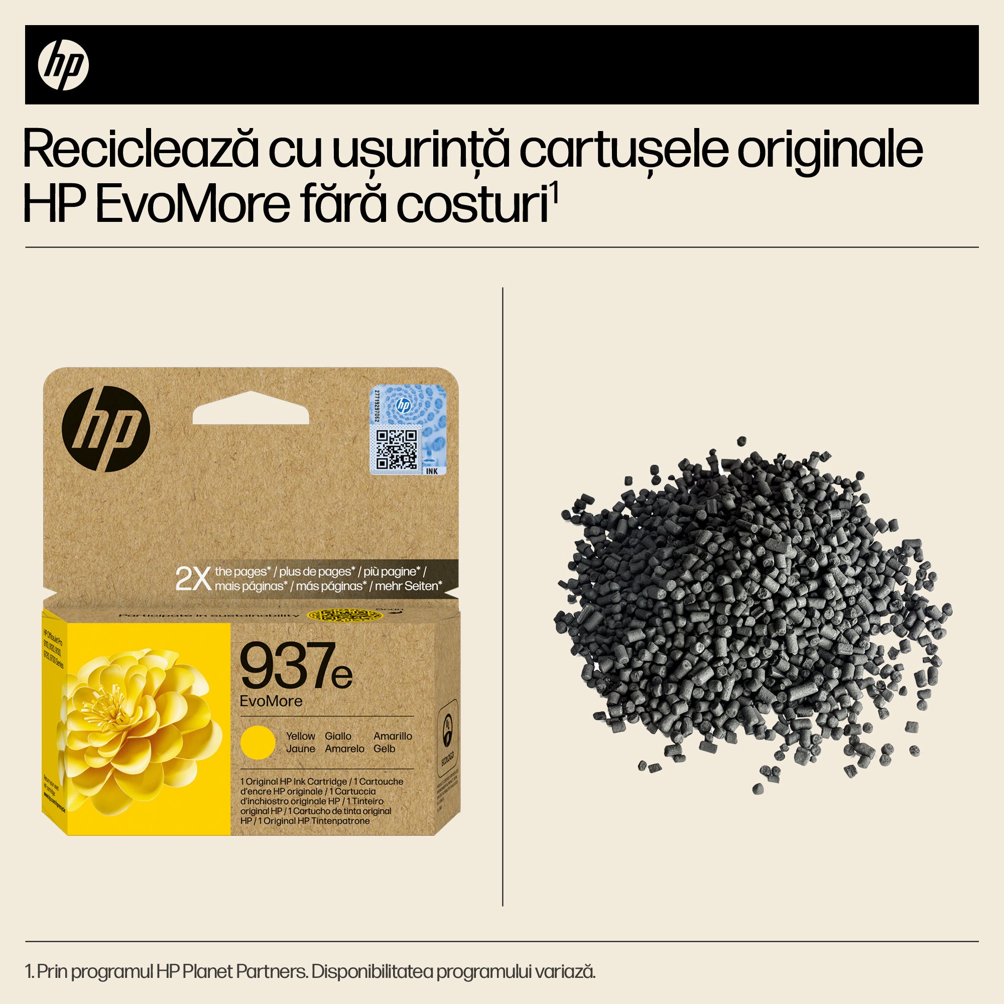 Cartus Cerneala Original HP Yellow, nr.937e, pentru OJ PRO 9110|9120|9130|9720|9730, 1.65K, incl.TV 0.8 lei)"4S6W8NE"