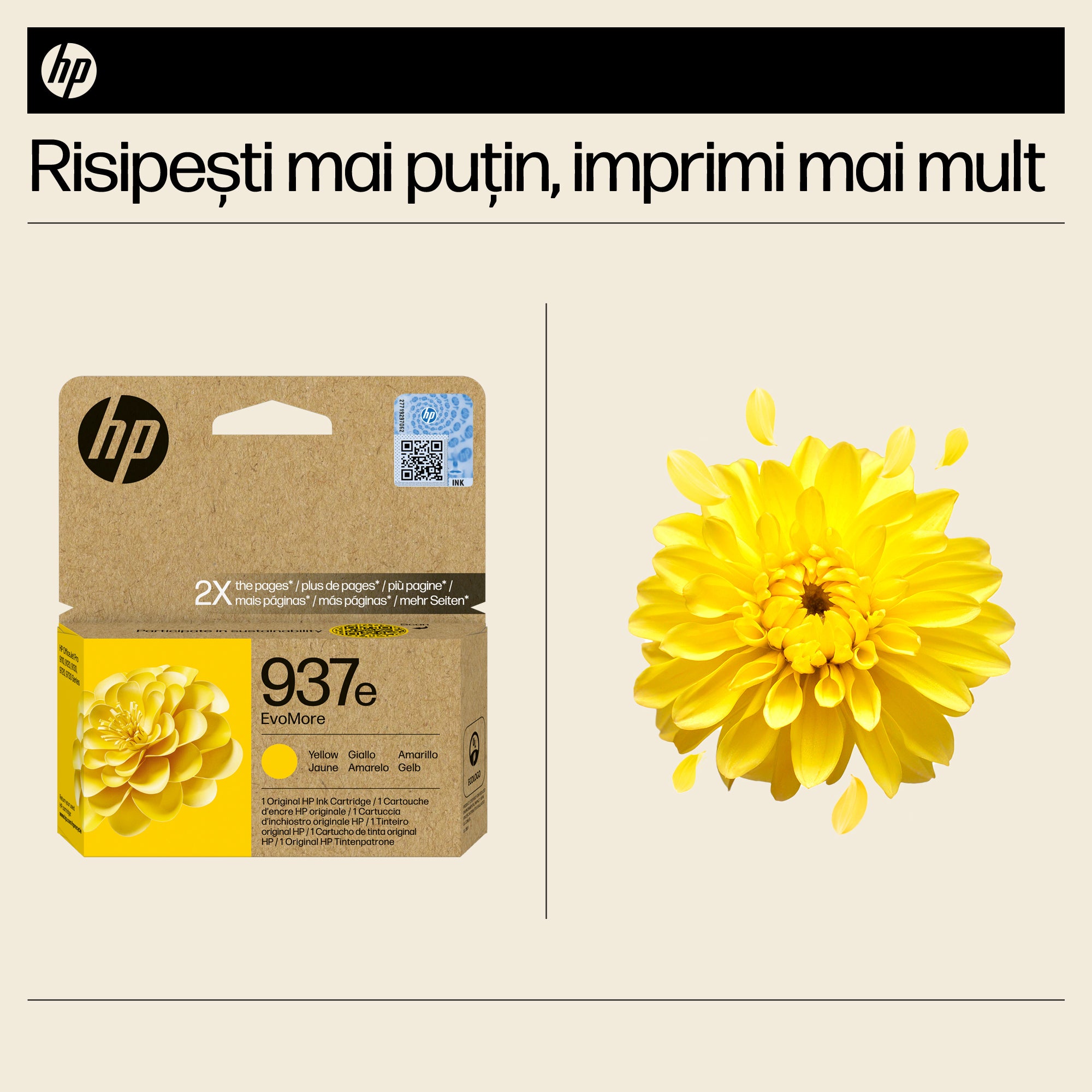 Cartus Cerneala Original HP Yellow, nr.937e, pentru OJ PRO 9110|9120|9130|9720|9730, 1.65K, incl.TV 0.8 lei)"4S6W8NE"