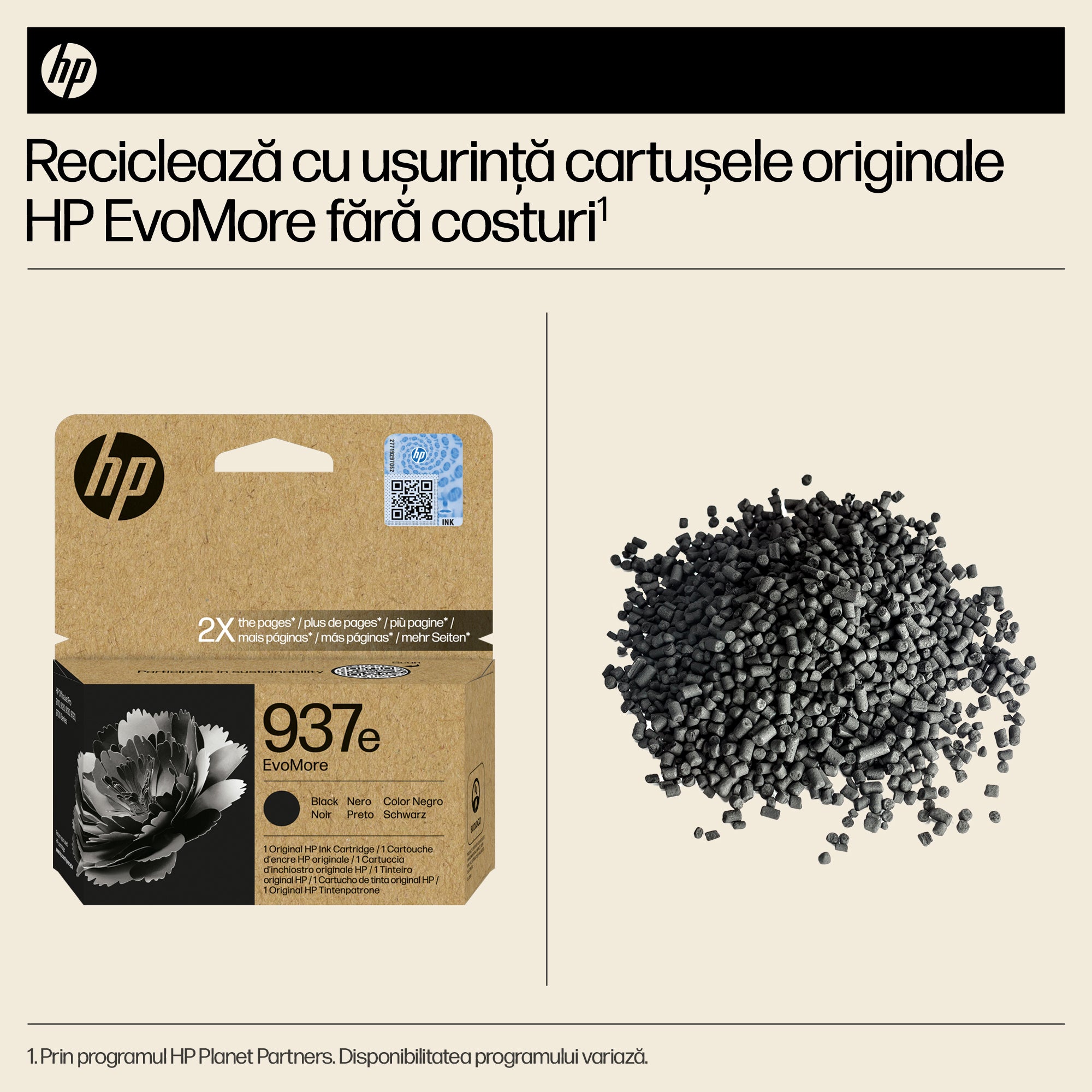 Cartus Cerneala Original HP Black, nr.937e, pentru OJ PRO 9110|9120|9130|9720|9730, 2.5K, incl.TV 0.8 lei)"4S6W9NE"