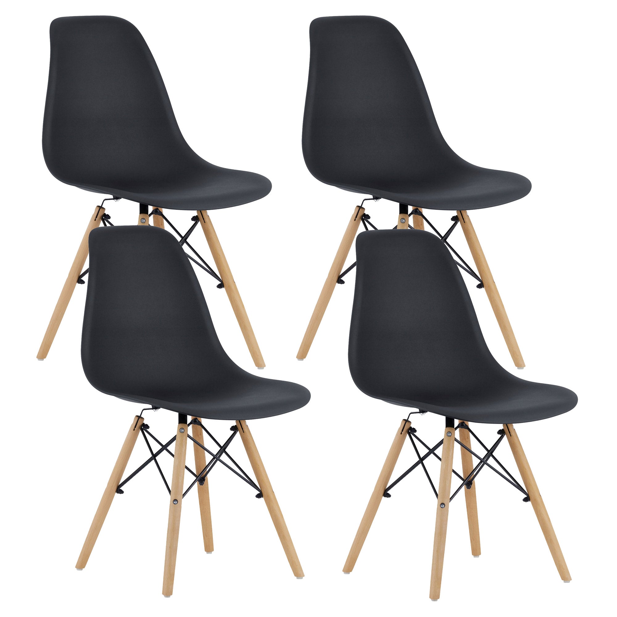 Set 4 scaune dining Scandinav pentru bucatarie, 38x42x82cm, negru