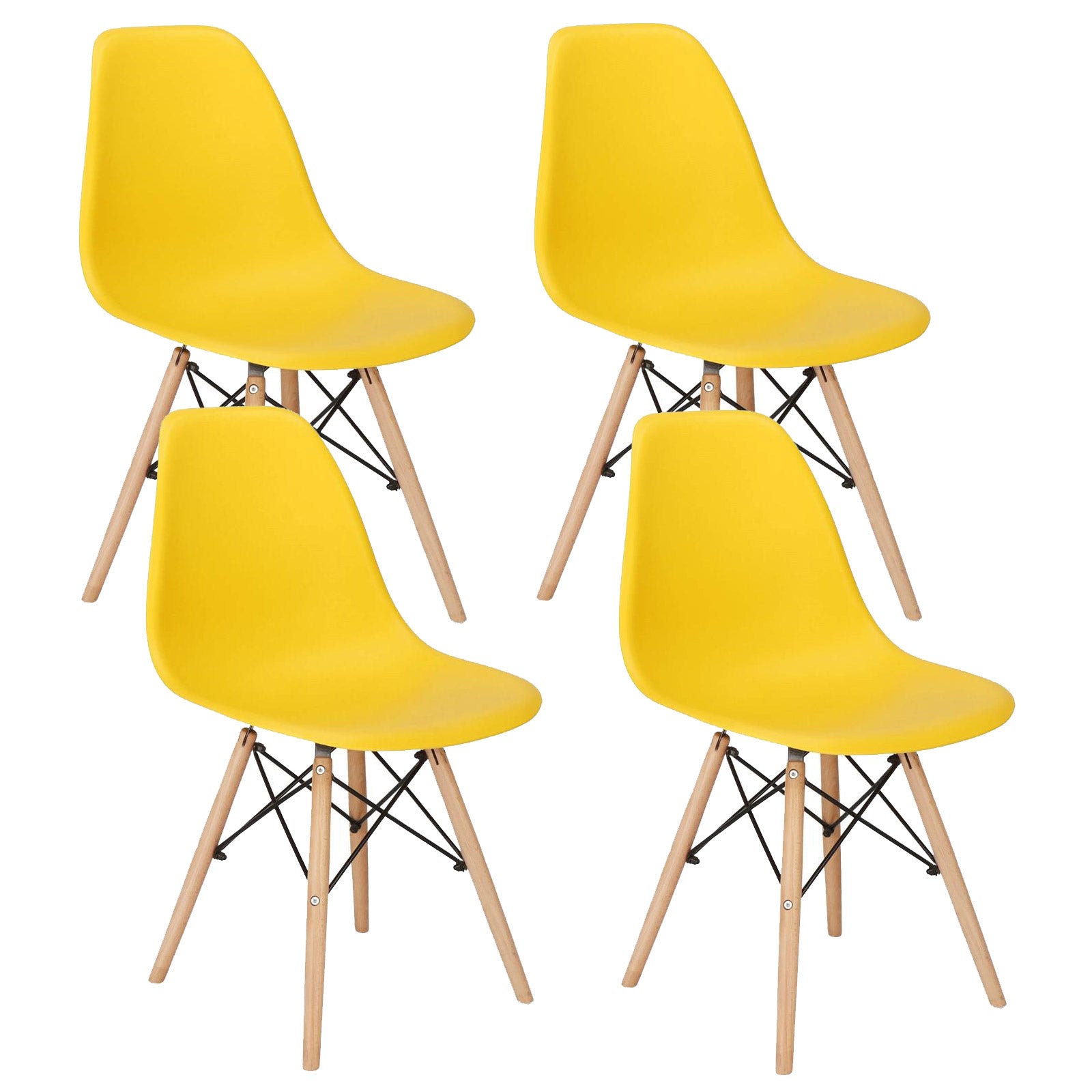 Set 4 scaune dining Scandinav pentru bucatarie, 38x42x82cm, galben