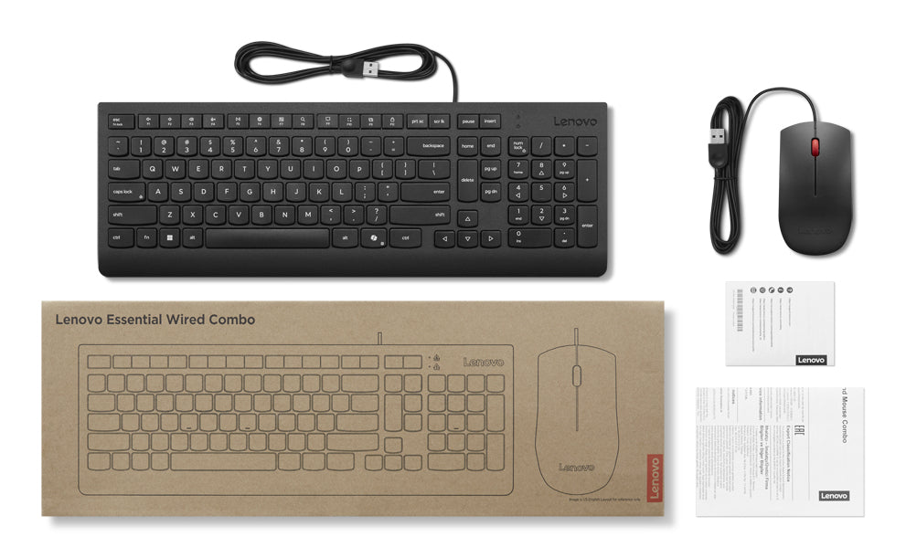 LENOVO Essential Wired Combo Keyboard & Mouse AI US English with Euro symbol 103P w/copilot button (US) "4X31R64439"