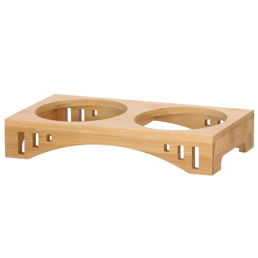 Set de 2 castroane din inox cu suport de bambus, 2x14cm
