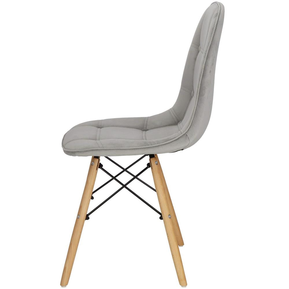 Set 4 scaune dining Milano Soft pentru bucatarie tapitat cu catifea moale, 44x84cm, gri