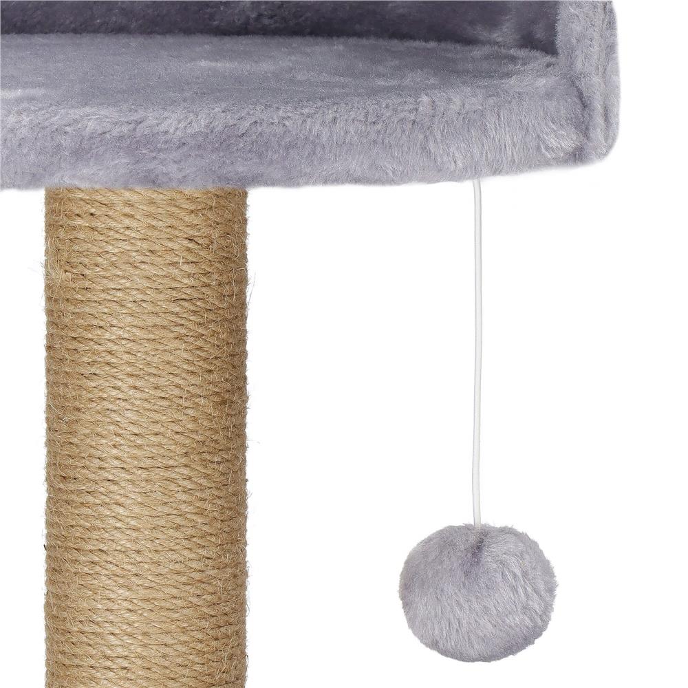 Ansamblu de joaca pentru pisici, cu loc pentru zgariat, ascuns, culcus, mingi, 129cm, gri