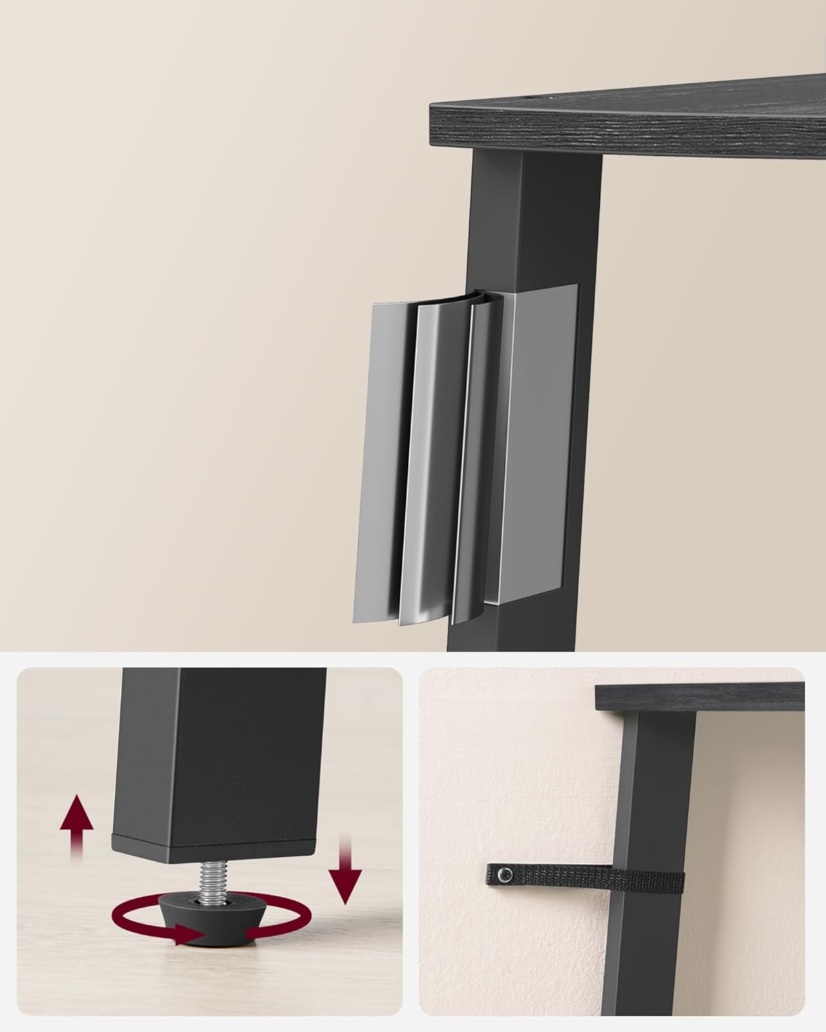 VASAGLE Raft de colt cu 4 etaje, tip biblioteca, cadru metal si polite lemn, 34x34x125 cm, negru - 5