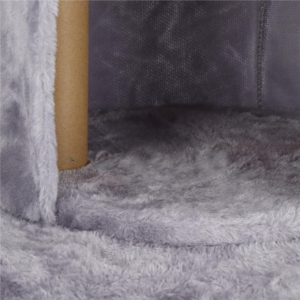 Ansamblu de joaca pentru pisici, cu loc pentru zgariat, ascuns, culcus, mingi, 127cm, gri