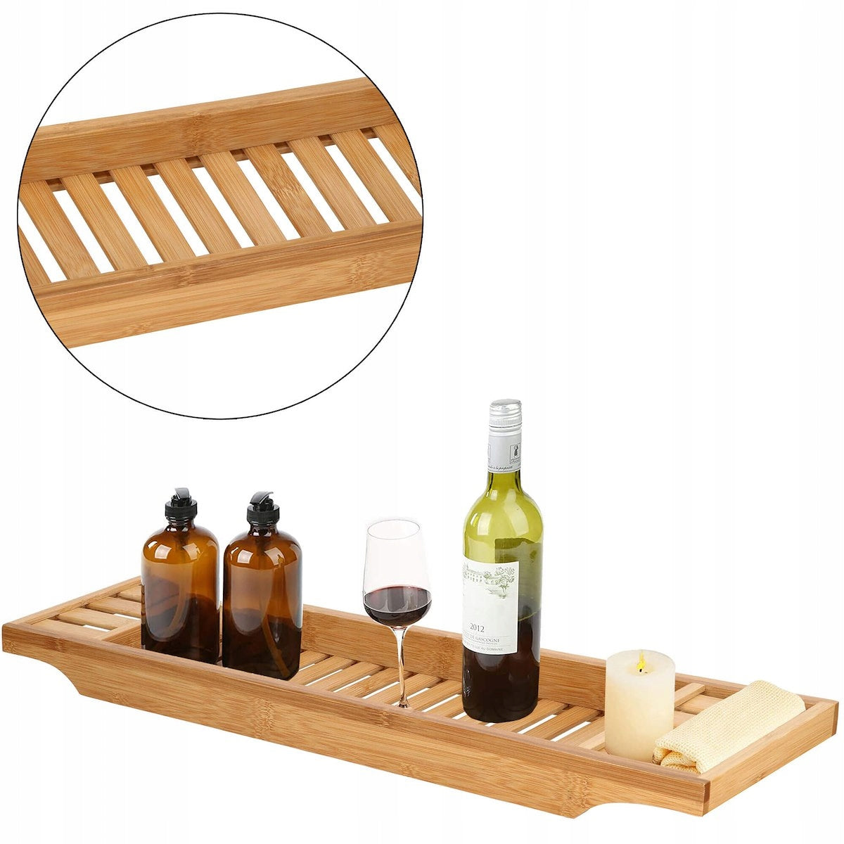 Raft cu tava pentru cada din bambus natural Sersimo 1022, fixa, 70x15cm