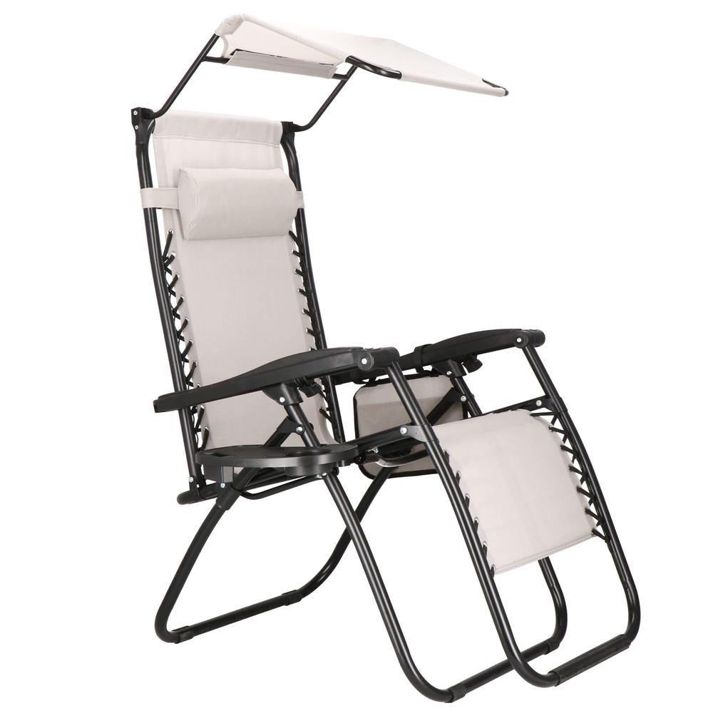 Sezlong pliabil SERSIMO GC11, Relax Zero Gravity cu parasolar, 175cm, gri