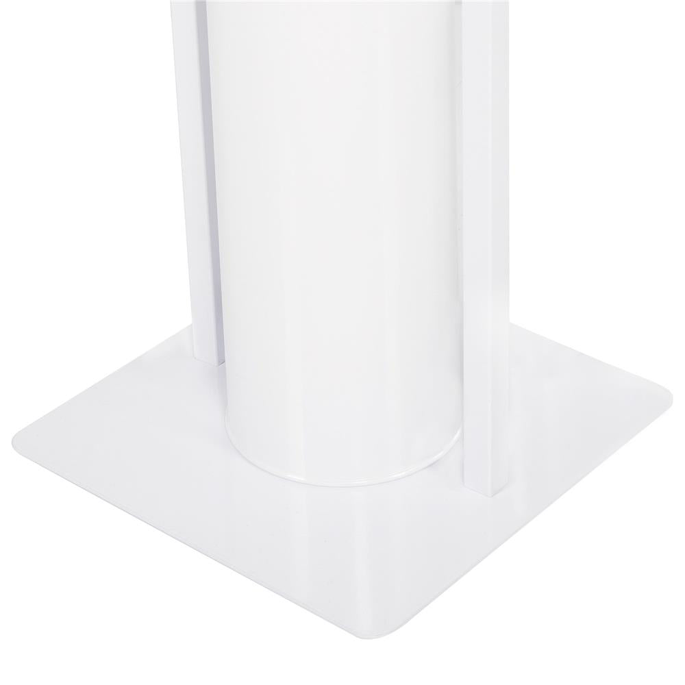Stand cu perie WC si suport hartie igienica, metal si bambus, 74cm, alb