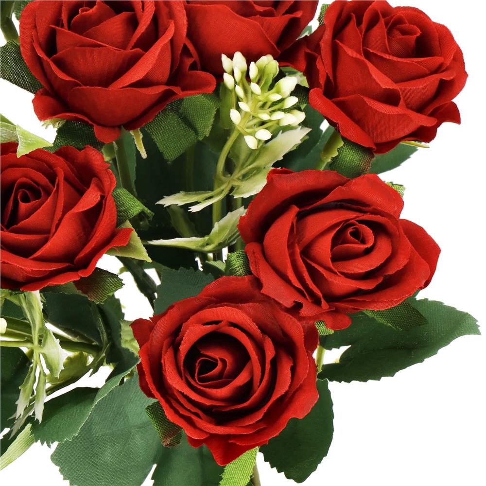 Buchet de flori artificiale din poliester, 10 fire trandafiri, 30cm, rosu