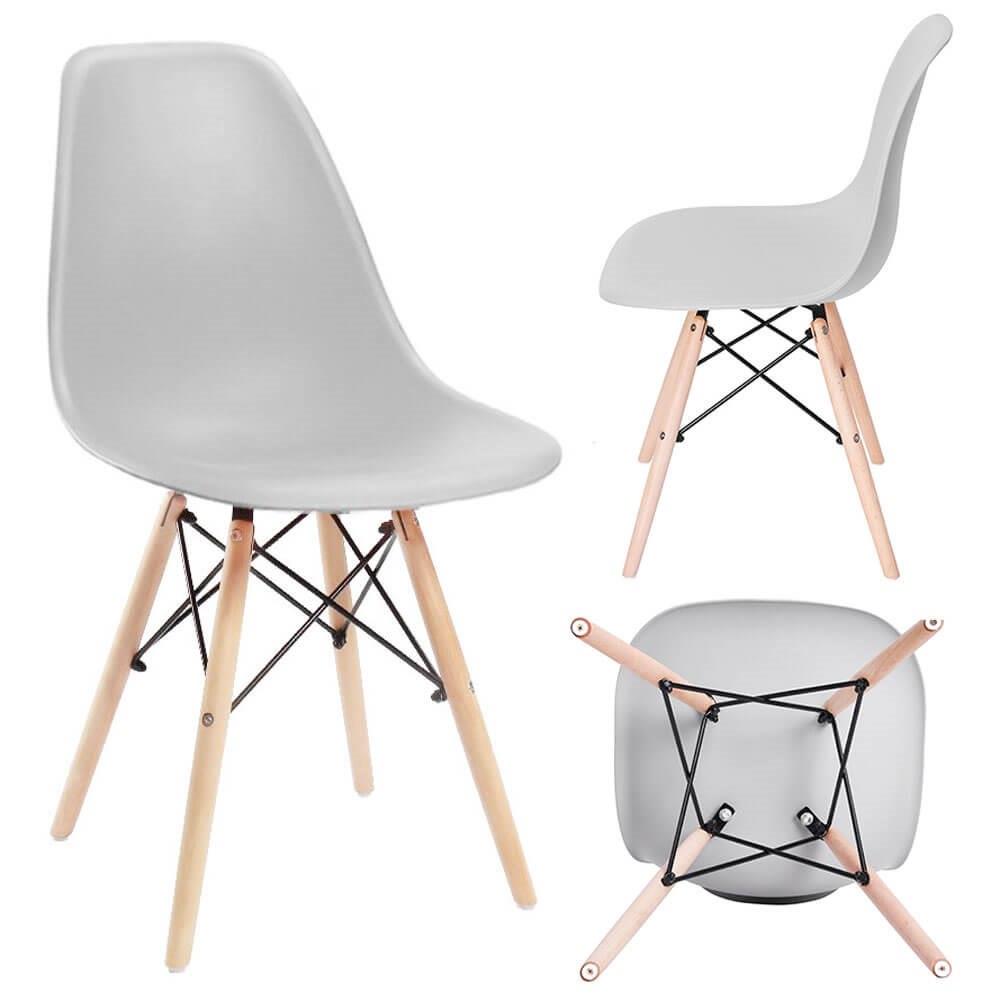 Set 4 scaune dining Scandinav pentru bucatarie, 38x42x82cm, gri