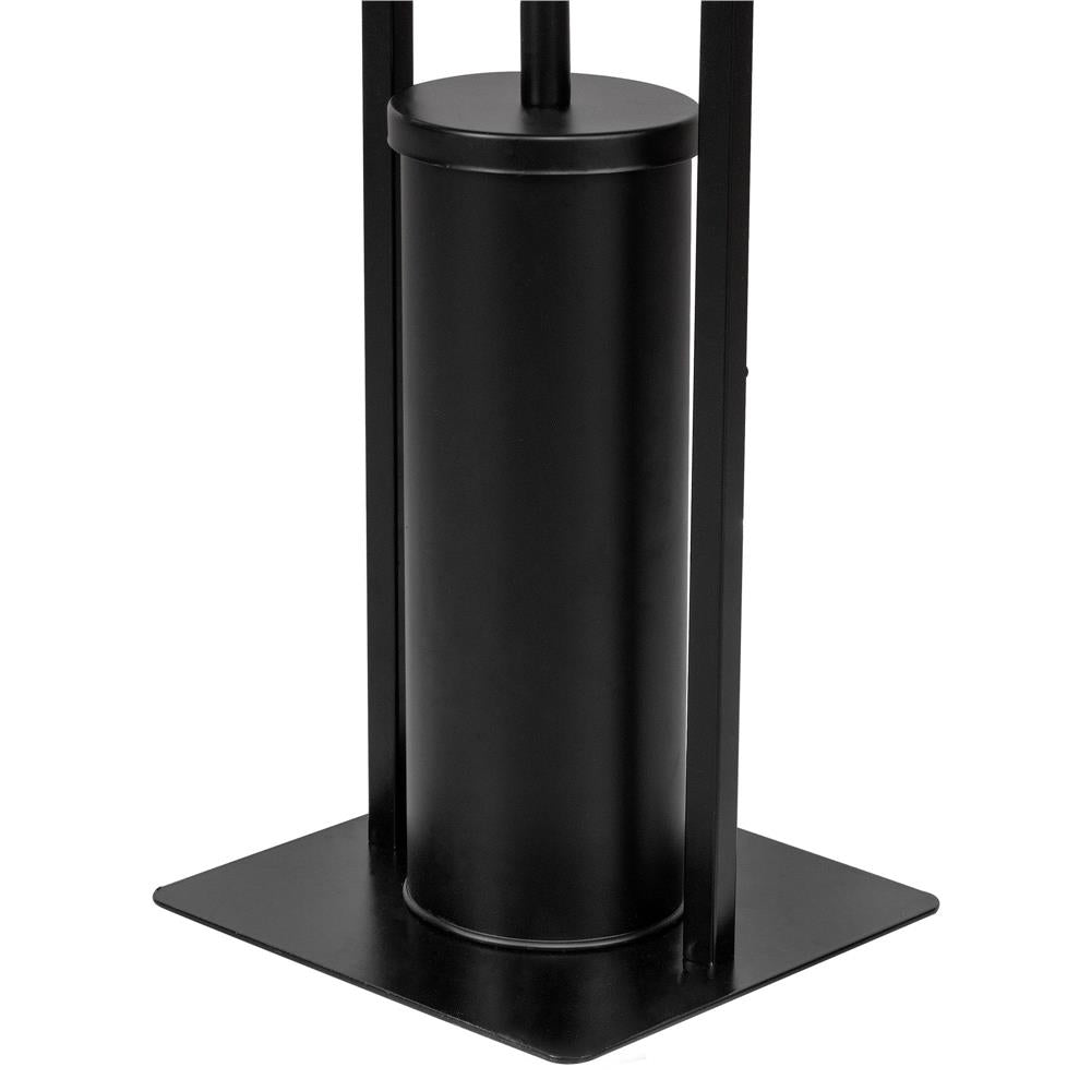 Stand cu perie WC si suport hartie igienica, metal si bambus, 74cm, negru
